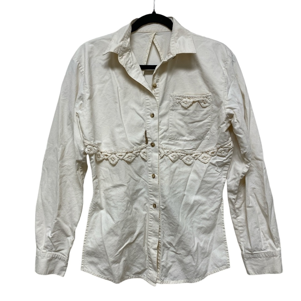 Vtg Women’s Medium Banjo Dallas TX Long Sleeve Button 100% Cotton Western Shirt